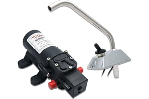 Pompa acqua per camper, pompa elettrica per cucina a membrana micro autoadescante ad alta pressione Maso 12V e rubinetto girevole a 360 ° / rubinetto per camper/roulotte