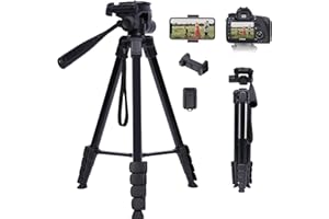 ZETONG Camera Tripod for Canon Nikon Sony, 67" Aluminum Lightweight Tripod Stand with Detachable Head & Phone Holder & Remote Shutter & Carry Bag, Small DSLR Tripod for Smartphone/Vlog/Streaming