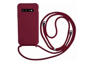 MEVIS MEIVS Funda Compatible con Samsung Galaxy S10, Ajustable Collar Correa de Cuello CordónCarcasa de Silicona- Rojo