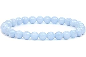 LAKADA Bracelet en véritable pierre précieuse avec perles rondes de 6mm - différentes longueurs - bracelet en pierres précieuses porte - bonheur talisman cadeau