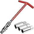 JPT 16/18/21mm Universal Spark Plug Socket Wrench Set, 4-Piece with T-Handle, 360-Degree Rotation for Easy Spark Plug Removal