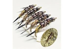 AMZfishing® Lot de 6 nymphes mouches en pierre pour la pêche à la truite - Pêche à la mouche - Truite mouche - Frênes de pêche à la mouche - Nymphes