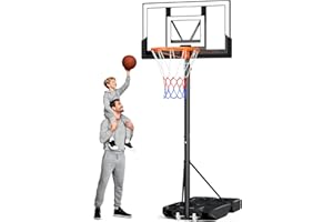 ‎YOHOOD Basketballkorb Outdoor,Basketball Korb 100-305cm Höhenverstellbar,Basketballkörbe mit Ständer, Bruchsichere Rückwand, 2 Wetterfest Netz,für Kinder