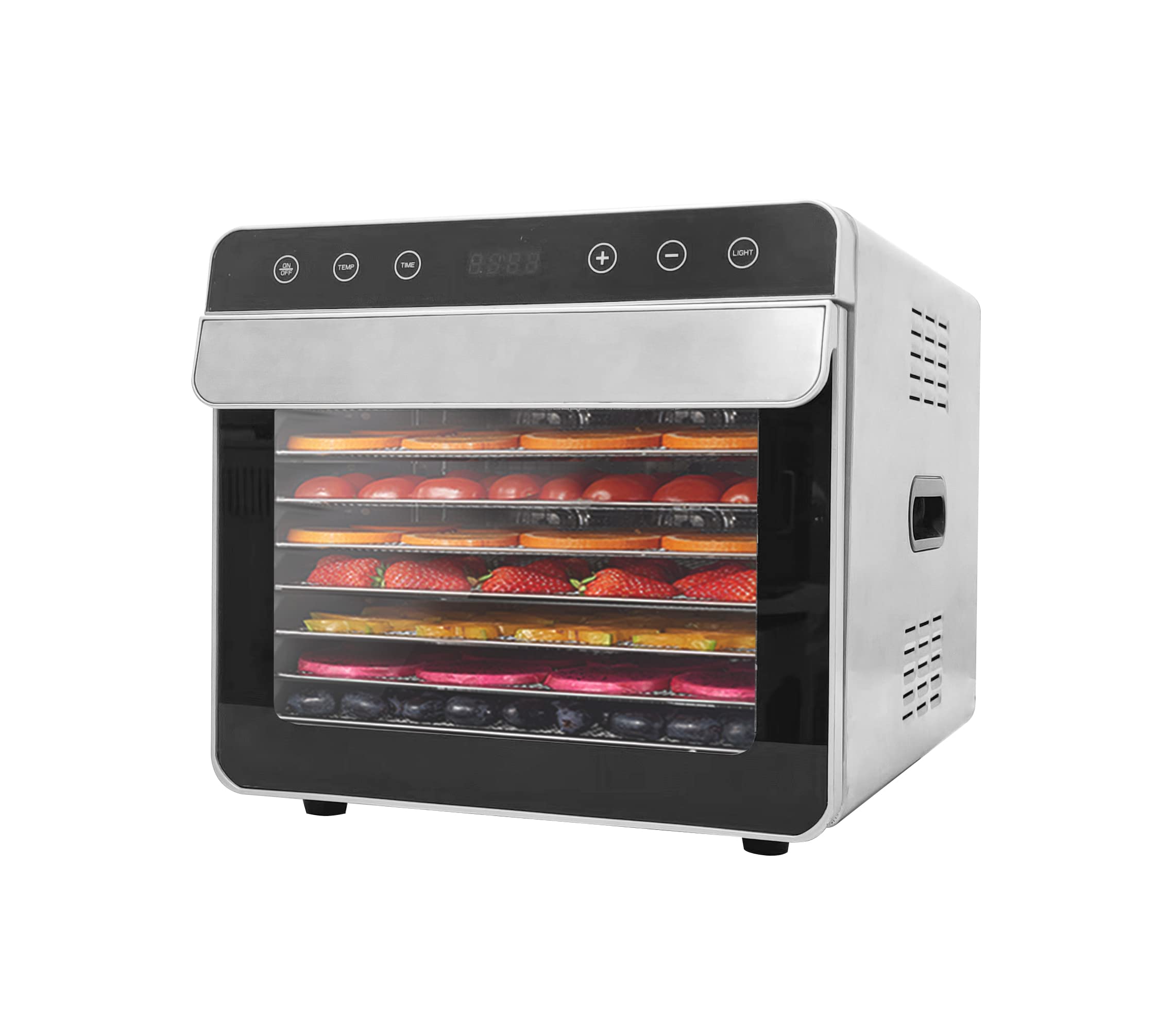 Envop Food Dehydrator 8 trays Stainless Steel for Jerky Vegetables Fruits Meat Yogurt Treats Herbs with Digital 0-24 Timer and 35-85â„ƒ Temperature Control 700W Electric Food Dryer Machine