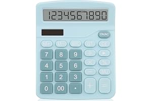 lohey Calculator, 12-Digit Solar Battery Desk Calculator with Large LCD Display Large Buttons, Dual Power Desktop Calculators for Office Home School, Home (Blue)