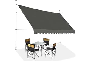 COSTWAY Tenda da Sole per Balcone, Tenda da Sole a Morsetto per Esterno, Regolabile in Altezza, Telaio Telescopico Senza Forare, Telo Resistente ai Raggi Solari (400 cm, Grigio)