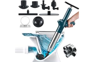 Wenbones Stura WC ad Aria Compressa, Pompa Carichi a Pressione Stantuffo, Stantuffo Pulitore per Tubi ad Aria Compressa ad Alta Pressione con Barometro per WC, lavandino, Vasca da Bagno (blu)