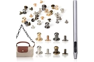 CMUYKIBU 40 Stücke Leder Nieten,5mm Schrauben Nieten,Kopfnieten mit Schraubverschluss für Kleidung Schuhe Gepäck,Beiltaschenknöpfe Knopfnieten zum Anschrauben,Ledernieten für Kleidung Schuhe Gepäck