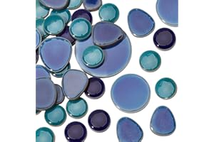 SOFPLATE 1 Box 200g Blue Porcelain Mosaic Tiles Irregular Mosaic Tiles Bulk Broken Porcelain Pieces Mixed Shapes Ceramic Supplies for DIY Crafts Plates Flowerpots Vases Cups Home Bathroom Decoration
