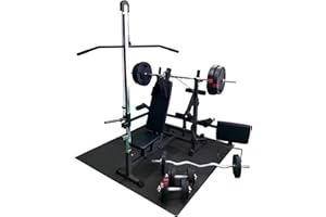 GORILLA SPORTS® Banc de Musculation Multifonction - Set Haltère 100kg, avec Support Barre, Tirage LAT, Butterfly, Tapis de Protection, Max 280kg - Banc d'Haltérophilie, Entraînement, Complet, Fitness