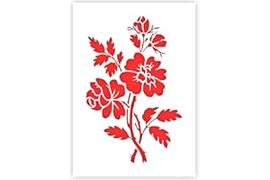 QBIX Stencil di fiori - Stencil di fiori selvatici - Stencil di foglie - Formato A5 - Stencil riutilizzabile per bambini fai-da-te adatto per pittura, cottura, artigianato, parete, mobili