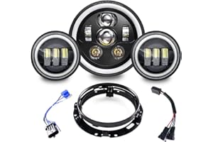 SKUNTUGUANG Fanale a LED per moto Road King, 7 pollici, con 2 fendinebbia 4-1/2