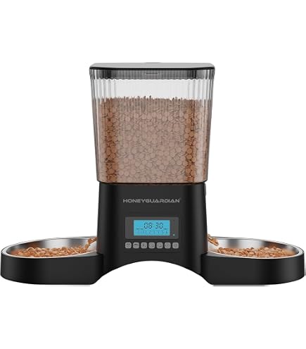 Honeyguaridan Distributore Automatico Cibo Per Gatti 3.5L – 2 Ciotole In Acciaio Inox, Wi-Fi 2.4/5 GHz, App Per Controllo Remoto, 6 Pasti Al Giorno, Registrazione Vocale 10s, Doppia Alimentazione