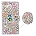 Produktbild spritech (TM) 3D Handmade Pure Pink Kristall Blume Colorful Schmetterling Loving Herz Diamant Design Leder Wallet, Weiß, Samsung Galaxy Mega 6.3 i9200