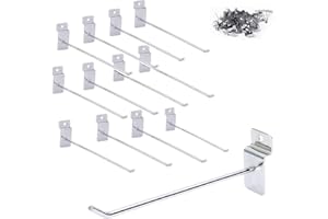 ybaymy 100Pcs Slat Wall Panel Hooks, 20cm/8 inch Single Prong Display Hooks, Sliver Chrome Shop Pegboard Hooks with 3kg Load Capacity for Room, Garage, Retail Store, Supermarket Shelves