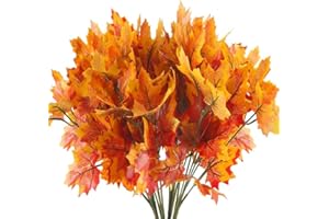 HUAESIN 4pcs Ramo de Planta Artificial Exterior Interior Roja Arbusto Hoja Rama Artificial Hojas de Arce Otoño Decoracion Flor Plastico para Patio Jardinera Jarrones Terraza Balcon Hogar Cocina Mesa