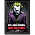 TenorArts Joker Photo Frame Quotes Laminated Posters Framed Comics Painting with Matt Finish Black Textures (9inches x 12inches)
