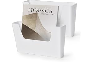 YOHOM 2 Pack Office Adhesive Mount Document Holder Racks Small Storage Holder for Wall Door Hanging Mails Bills Organizer Plastic (2 Pcs, Pearl White)