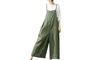 YESNO Women's Ladies Dungarees Summer Casual Wide Leg Overalls Cotton Baggy Jumpsuits with Pockets PZZTYP2 UK