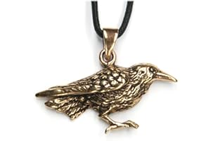 Drachensilber Rabe Schmuck Raben Kette Anhänger Bronze Mittelalter mit Band mystischer Kettenanhänger Biker Gothic