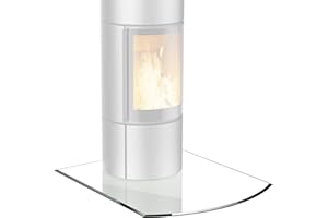 ‎BIJON BIJON Glasplatte Segmentbogen für Kaminofen mit Dichtlippe, Glasbodenplatte - Funkenschutzplatte Glas mit Facettenschliff, Kamin Hitzeschutz, ESG Sicherheitsglas 120 x 100 cm x 8mm