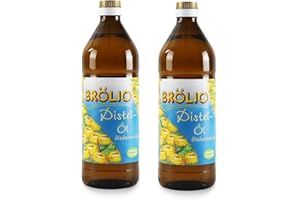 ‎FUDUU.DE Fuduu Edition | Brölio - Distelöl, 2 x 0,75 Liter Glasflasche, reich an natürlichem Vitamin E, 100% pflanzlich, vegan, vegetarisch, hohe Hitzebeständigkeit I für Geniesser, Hohe Qualität