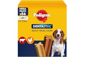 Pedigree Dentastix Snack per la Igiene Orale, Cane Medio 10-25 kg Confezione Scorta, 56 Bastoncini - 1440 gr