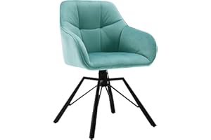 ‎WOLTU WOLTU Esszimmerstuhl drehbar, Küchenstuhl, Polsterstuhl, Drehstuhl, bequemer Stuhl mit Armlehnen Rückenlehne, Armlehnenstuhl für Esszimmer Wohnzimmer, mit Samtbezug, Türkis, BH365ts-1