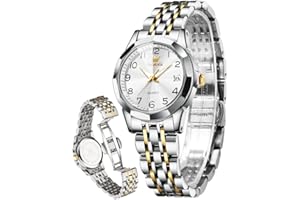 OLEVS Damenuhren Leicht zu lesen Armbanduhr mit Kleines Gesicht Gold Silber Edelstahlband Leuchtend wasserdichte Kalender Luxus Armbanduhr