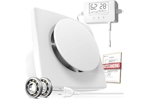 BUMSOU Aspiratore Bagno con Sensore Umidità, Sensore Temperatura e Timer, Display Temperatura e Umidità in Tempo Reale Estrattore d'Aria Silenzioso, Ventola Aspirazione Bagno Cucina Potente 100mm