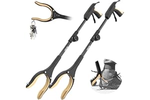 Jellas 2pcs Pinza Telescopica, 80 cm Pinza Telescopica Pieghevole, Pinza Prensile, Raccoglitore di Immondizia, Pinza Morsetto in Gomma (Dorato)