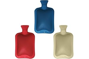 SKYTE® Pack of 3 Hot Water Bottle Natural Rubber 2 Litre Capacity Large Hot Water Bottle Hot Water Bag for Pain Relief Secure & Leakproof