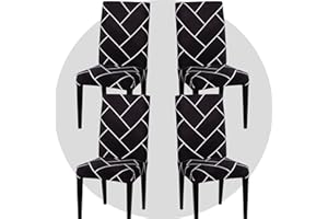 ZHILING Chair Covers Set of 4 Super Fit Stretch Removable Washable Dining Room Chair Protector Cover Seat Cover for Hotel, Dining Room, Ceremony, Banquet, Wedding Party (Black Style)