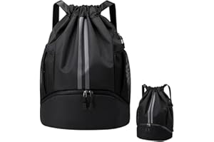 Daelesr Mochilas de Cuerdas Hombre, Bolsa Deporte Mujer, Grande Bolsa Saco Playa Ajustable, Fútbol Mochila con Compartimento Zapatos, Bolsa Gimnasio con Bolsillo para Viajes Yoga Playa, 47x15x32cm