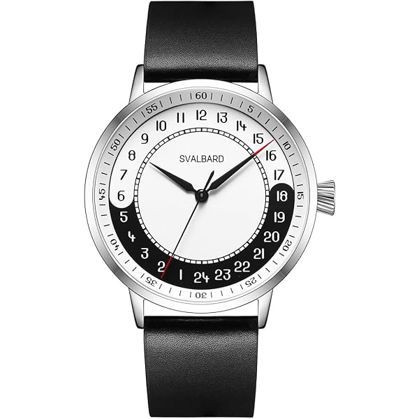 Montre Svalbard MIDWAY AA59 Quartz Suisse Acier Noir Cuir Blanc - Neuve étiquetée