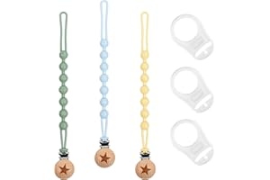 Babywnoss - 3 attache tetine + 3 adaptateurs (Bleu, Jaune et Vert)