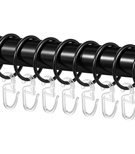 BEBUSINGOTO Anelli Per Tenda Da Doccia, 12 Pezzi, Colore Nero, Ganci - Foto 6