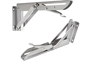 ALOSKART Escuadras Abatibles 30cm, 2PCS Escuadra Plegable Mesa, Soporte Estante Plegable Pared 300mm, Soporte Metalicas Grandes, Escuadras Estanterias Pesado Abatible (Plata-30CM)