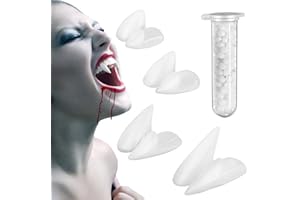 CHUANKEFANXING Vampire Teeth Fangs, Vampire Teeth, Vampire Fangs, 4 Sizes (13mm 15mm 17mm 19mm) Vampire Teeth with Adhesive for Halloween Costume Props Party, Vampire Costume Accessories for Halloween Party