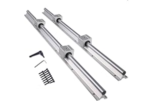 DIBOTISCNC Linearschiene SBR16 1000mm 2 Stück Silber Linearführung mit 4 Stück SBR16UU Lagerblöcken Rostfreie Linearlagerschiene mit vorgebohrten Löchern für DIY 3D-Drucker