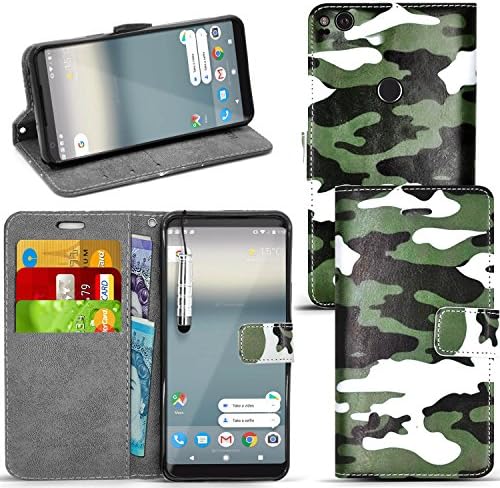 Google Pixel 2 - Premium Wallet Leather Case Book Cover Flip Stand + Cloth + Stylus + Screen Protector [Inside Gel Case] (Google Pixel 2, Camouflage Military)