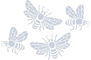 Metal Monkey Stickers Set of Four Honey Bees Wall Art Matt Vinyl Tile Mirror Cupboard Decal 400mm Silver