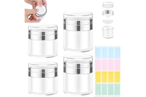 Zeuwets 4 PCS Pots de Crème Sous Vide, 15ml 30ml Contenant Cosmetique Vide, Flacon Pompe Sans Air, Boîtes Cosmétiques Rechargeable, Portatif Bouteille Cosmetic Cream Jar Voyage pour Lotions Crèmes