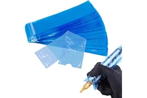TEUENA 200PCS Disposable Tattoo Pen Bags Large Tattoo Pen Sleeves 19 x 5 cm Plastic Tattoo Machine Covers for Cartridge Machine Accessories Supplies for Artists (Blue)