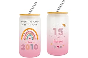 ZYPHORIA 15 Year Old Girl Gift,15th Birthday Gifts for Girls 2025,Happy 15th Birthday Cups With Lids and Straws Gift Ideas,Fashion Gifts for Her,Thoughtful Presents for 15 Year Old Daughter,Niece,Sister
