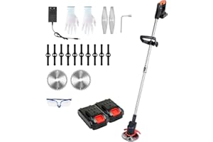 Randaco Cortabordes con batería, 20 V, batería de Ion de Litio de 2,5 Ah y Cuchilla de plástico, Ancho de Corte de 23 cm, Mango telescópico, Ajuste de ángulo de Corte en 3 Posiciones.