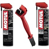 Motul C1 Chain Clean + C4 Chain Lube Factory Line 2 x 400 ML + Brushed Lubrication Set