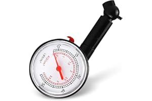 ICHIGO ICHIE Manómetro de Presión de Neumáticos, Medidor de Presión Ruedas con Interfaz Desinflada, 0-50Psi, Ideal para Coches, Motos y Bicicletas, Negro