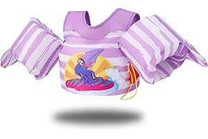 YIHATA kamizelka ratunkowa dla dzieci, pomoc w pływaniu dla małych dzieci, chłopców i dziewczynek w wieku 2-6 lat, 14-23 kg, kurtka treningowa z klamrą bezpieczeństwa i rękawami