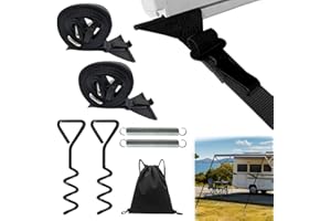 Anyingkai Banda para Toldo,Juego de toldos para Thule Omnistor para Equipamiento de Autocaravana Thule,toldo para Caravana,Kit de Correa con Correa para tormenta,Accesorios para autocarava (Negro)